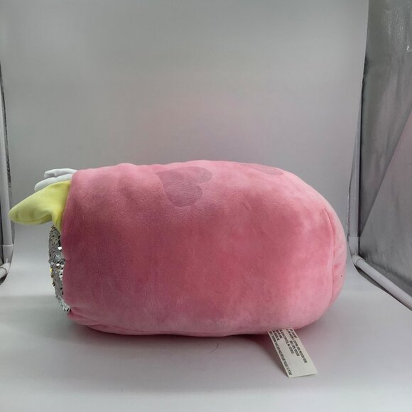 Sequin Pink Deer Plush Pillow Stuffed Animal 6" x 12" x 8" Holiday Home - Picture 2 of 7